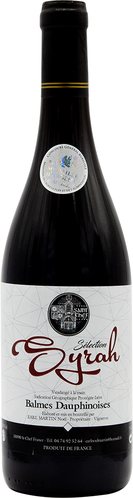 Bouteille de vin rouge Syrah du domaine Noël Martin